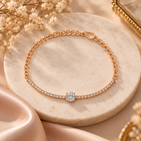 Urthn Everglow Rose Gold Plated Square Shape American Diamond  Bracelet for Women