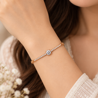Urthn Everglow Rose Gold Plated Square Shape American Diamond  Bracelet for Women(Pack Of 6)