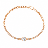 Urthn Everglow Rose Gold Plated Square Shape American Diamond  Bracelet for Women(Pack Of 6)
