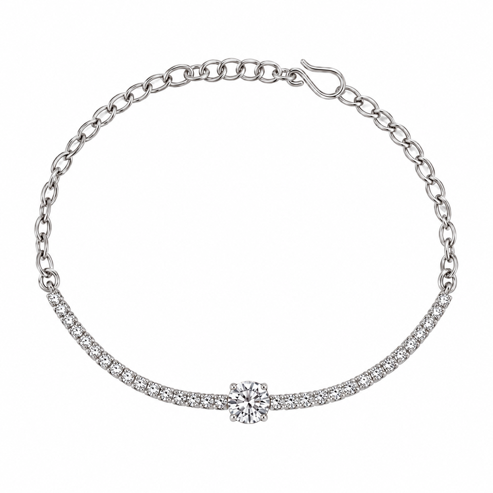 Urthn Everglow Silver Plated Round Shape American Diamond Fashion Bracelet for Women(Pack Of 6)