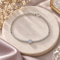 Urthn Everglow Silver Plated Round Shape American Diamond Fashion Bracelet for Women