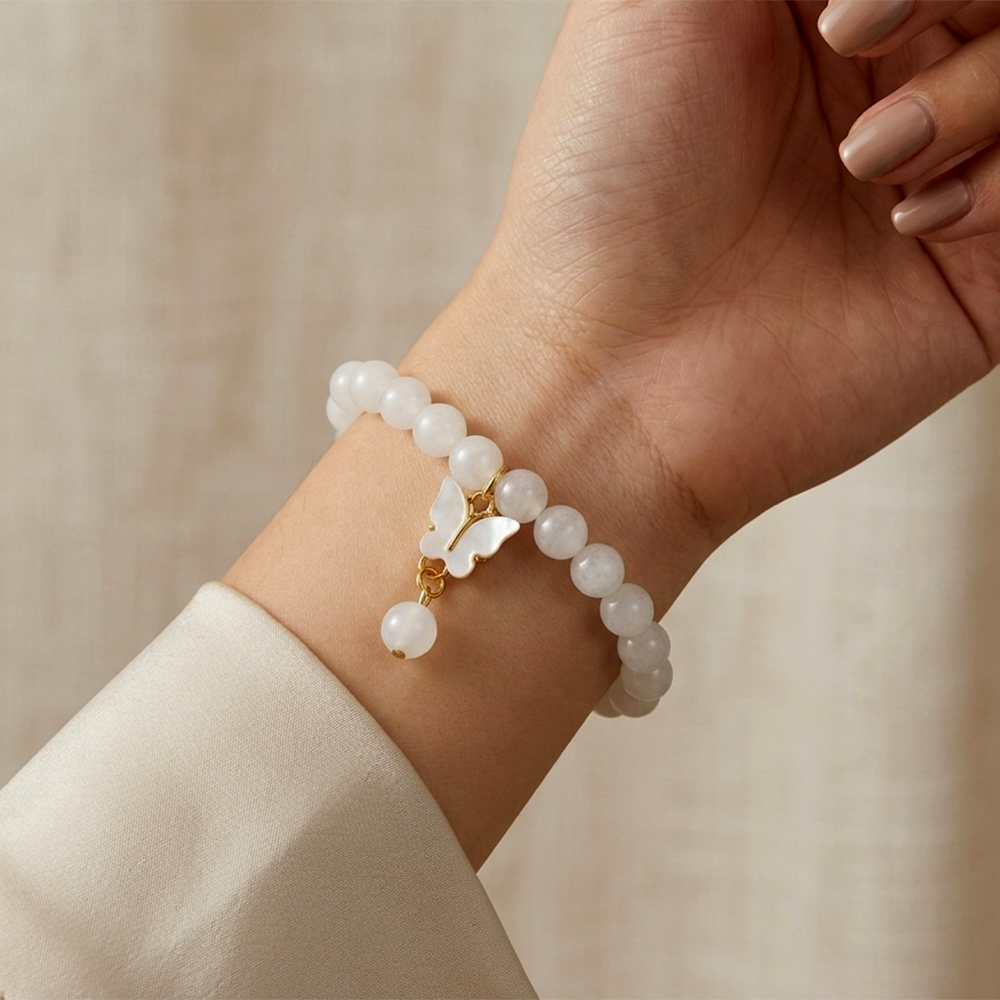 Urthn Gold Plated Beads Butterfly Stylish Bracelets(Pack of 12)