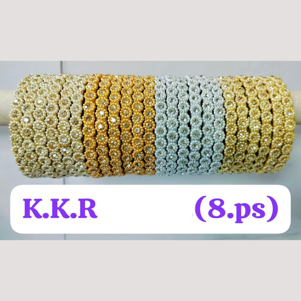 Chitra Bangles Glass Austrian Stone And Pearl Bangle Set (8 Piece In One Box)