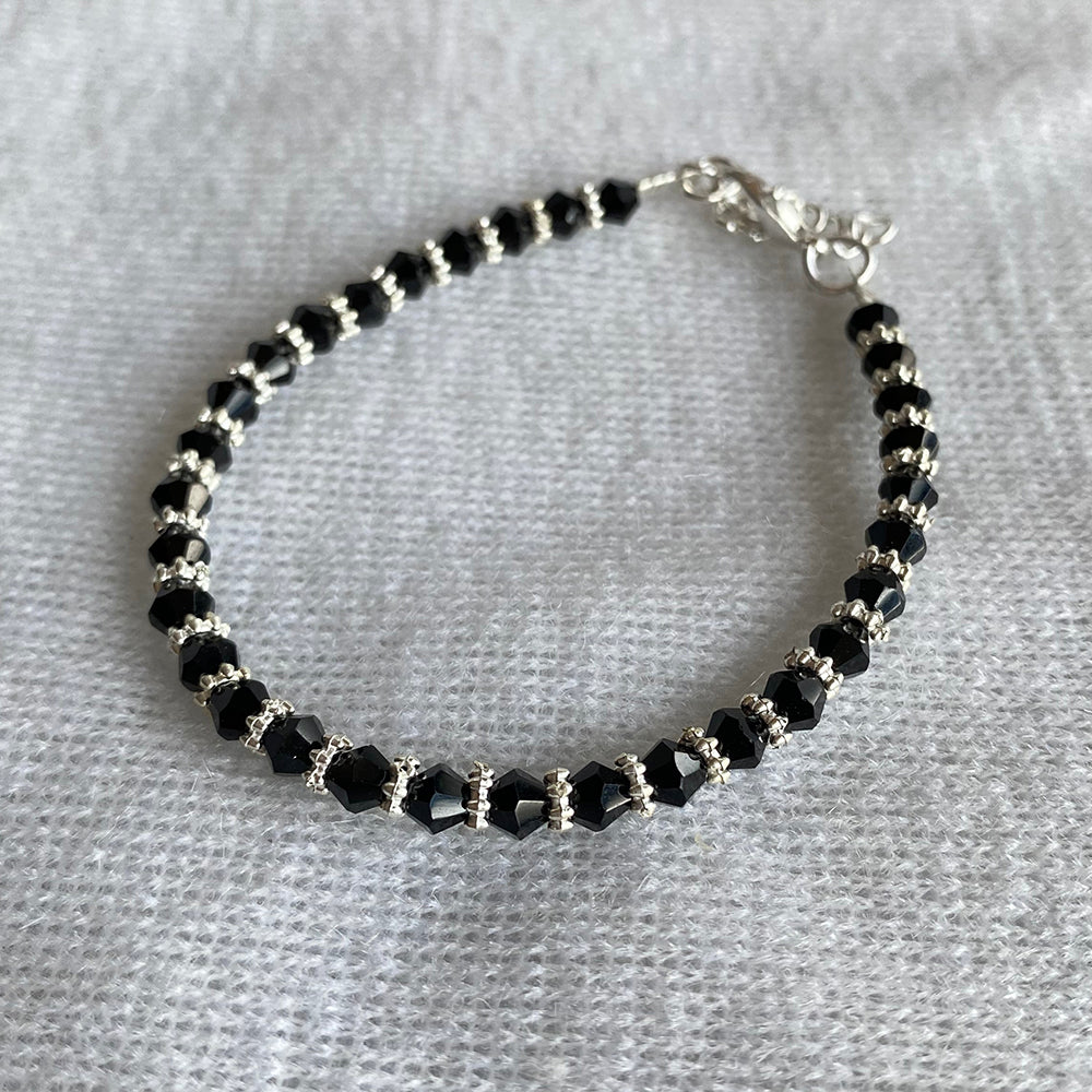 Mahavir Silver Plated Beads Bracelet