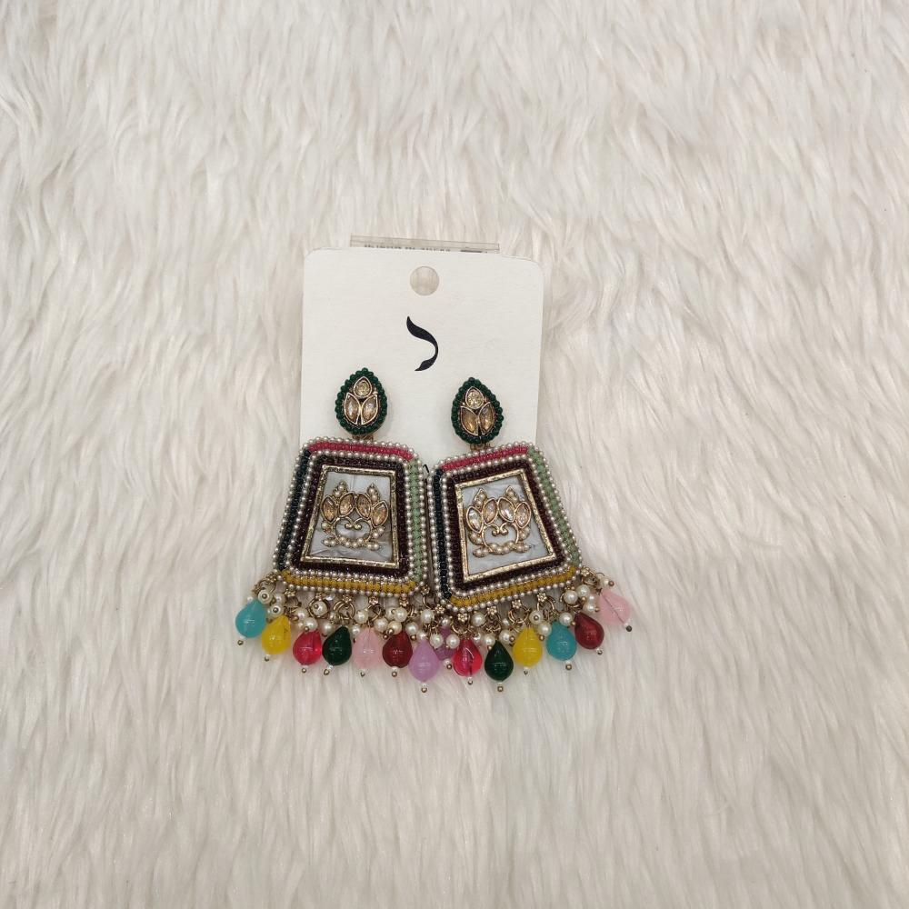 Dhwani Gold Plated Crystal Stone And Beads Dangler Earrings