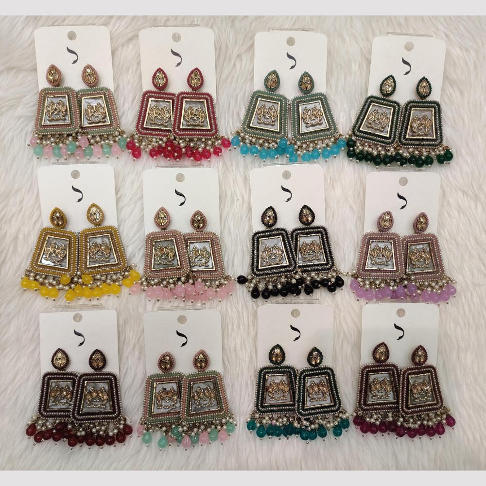 Dhwani Gold Plated Crystal Stone And Beads Dangler Earrings