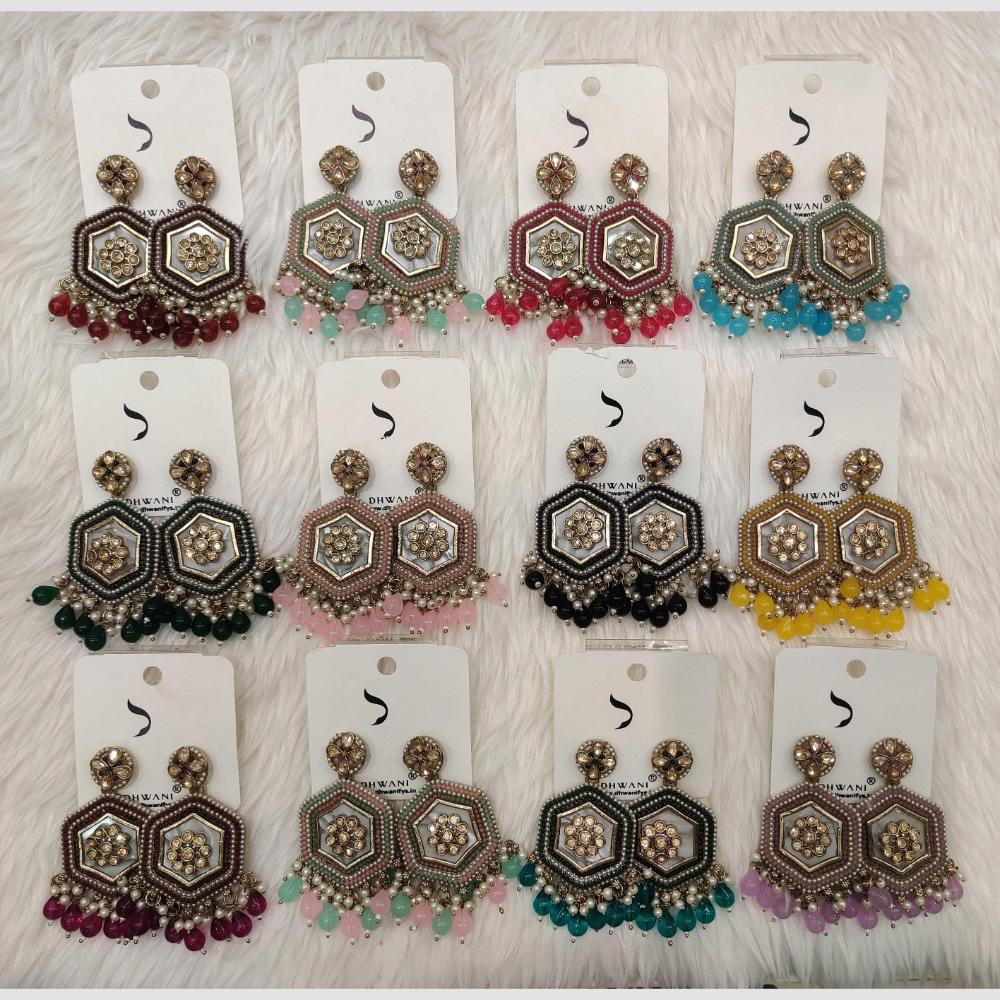 Dhwani Gold Plated Crystal Stone And Beads Dangler Earrings