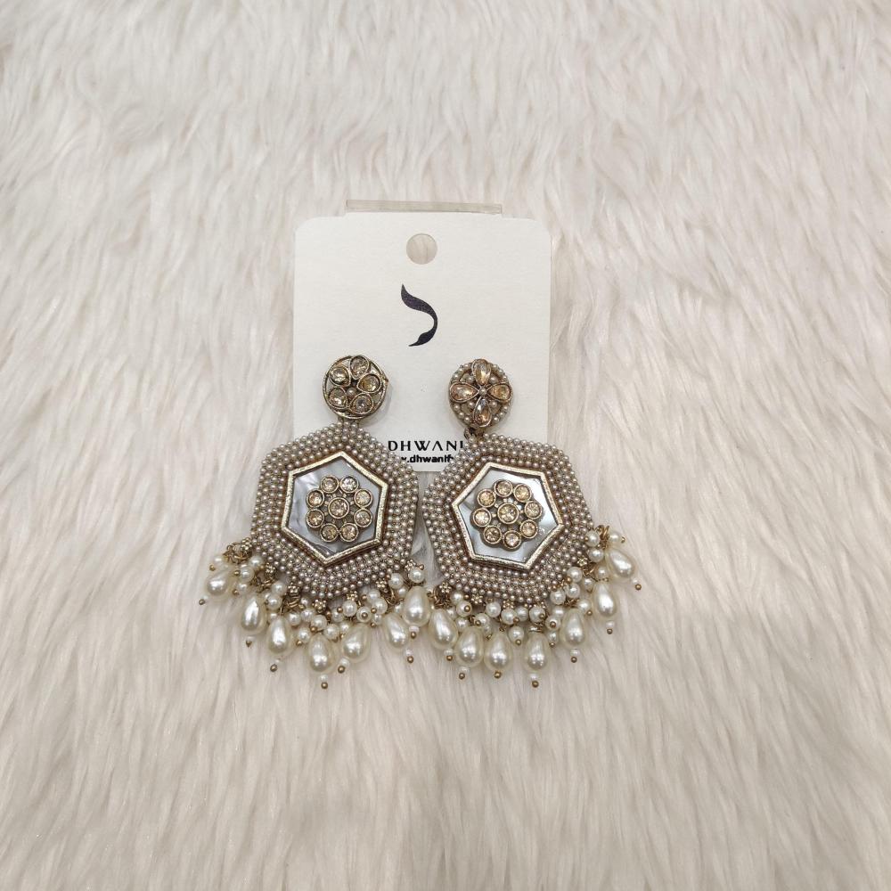 Dhwani Gold Plated Crystal Stone And Beads Dangler Earrings