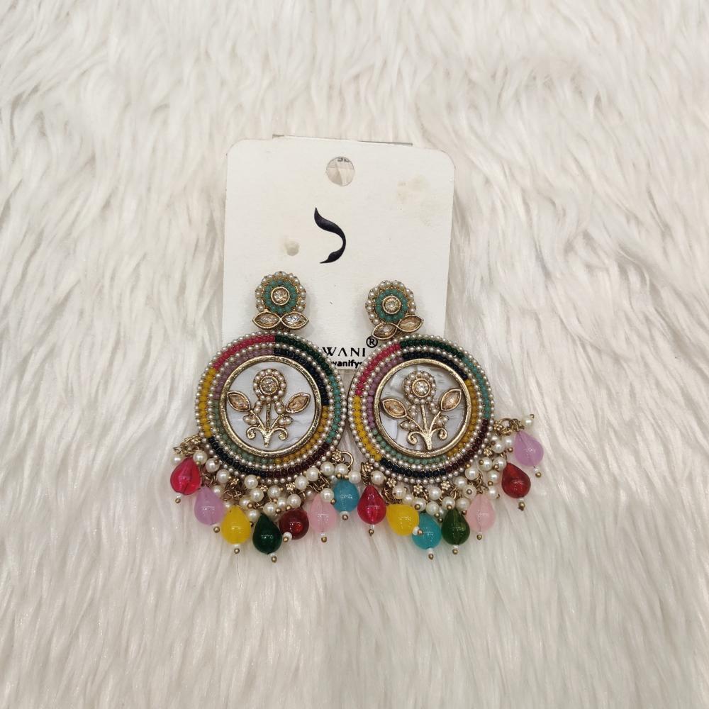 Dhwani Gold Plated Crystal Stone And Beads Dangler Earrings
