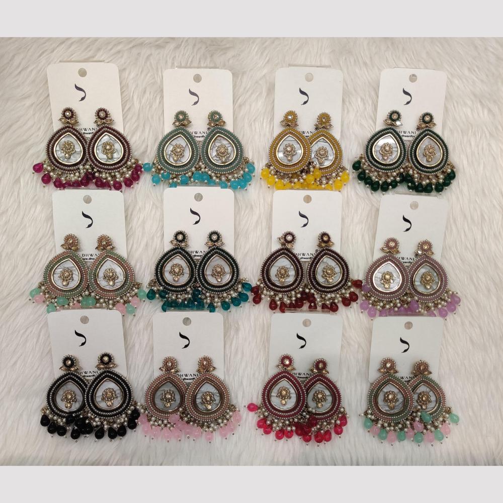 Dhwani Gold Plated Crystal Stone And Beads Dangler Earrings