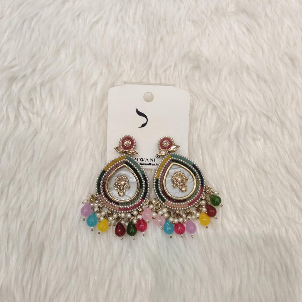 Dhwani Gold Plated Crystal Stone And Beads Dangler Earrings
