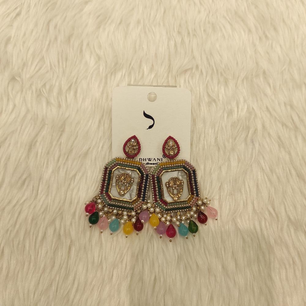 Dhwani Gold Plated Crystal Stone And Beads Dangler Earrings