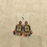 Dhwani Gold Plated Crystal Stone And Beads Dangler Earrings