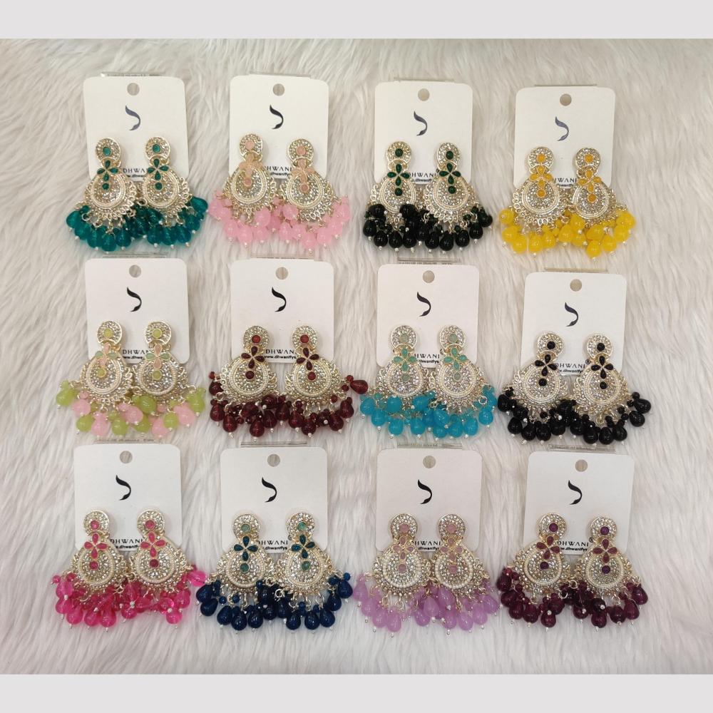 Dhwani Gold Plated Pota And Austrian Stone Beads Dangler Earrings