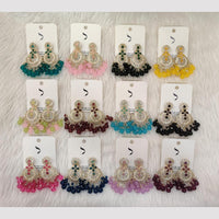 Dhwani Gold Plated Pota And Austrian Stone Beads Dangler Earrings