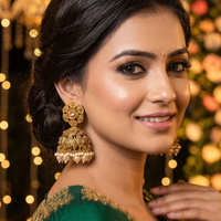 Wearhouse Fashion Classy Pota Stone And Pearl Jhumki Earrings