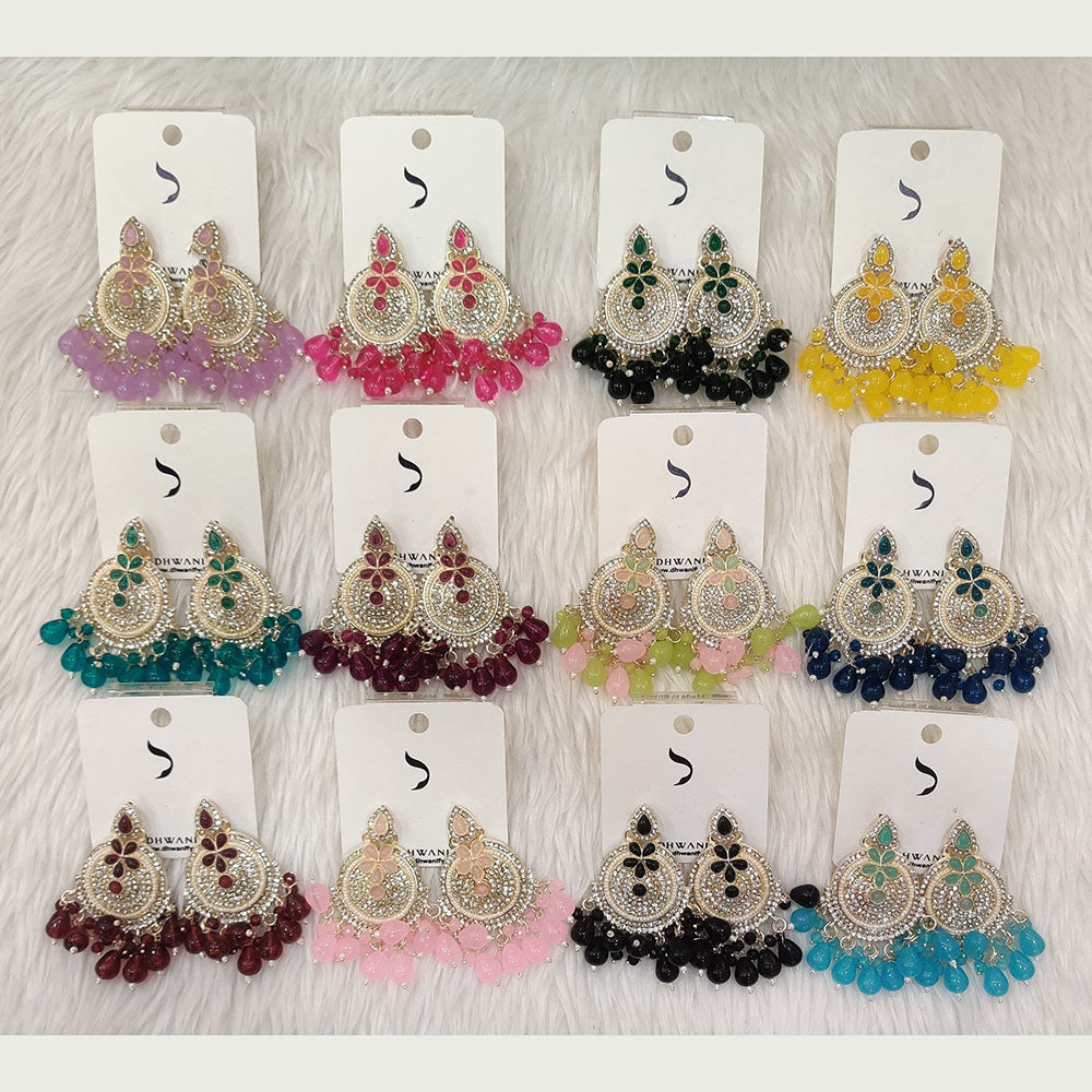 Dhwani Gold Plated Pota And Austrian Stone Beads Dangler Earrings