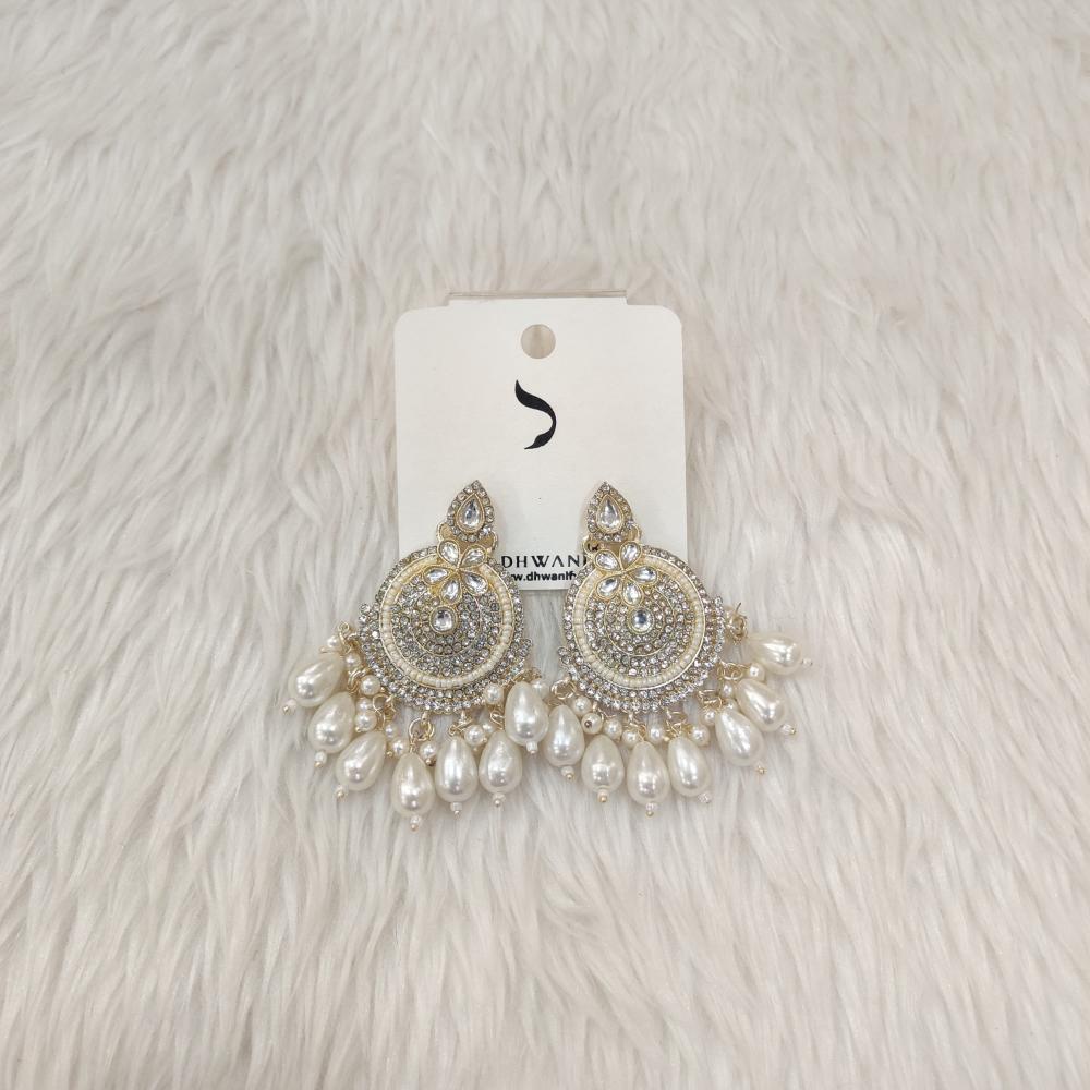 Dhwani Gold Plated Pota And Austrian Stone Beads Dangler Earrings