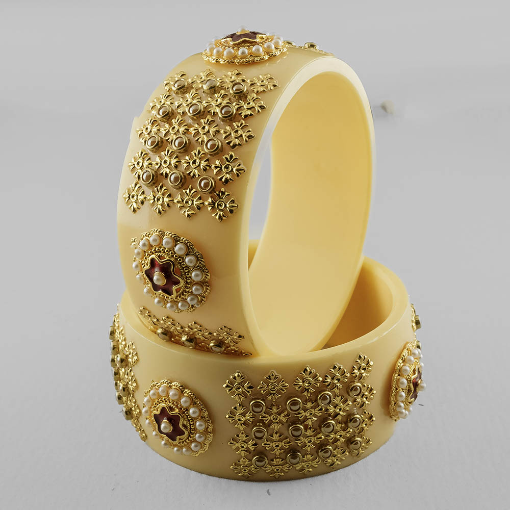 SOB Set of 2 Designer  Acrylic Bangles with Studded Kundan