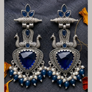 Wearhouse Fashion Oxidised Plated Pota Stone And Pearl Dangler Earrings