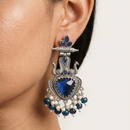 Wearhouse Fashion Oxidised Plated Pota Stone And Pearl Dangler Earrings