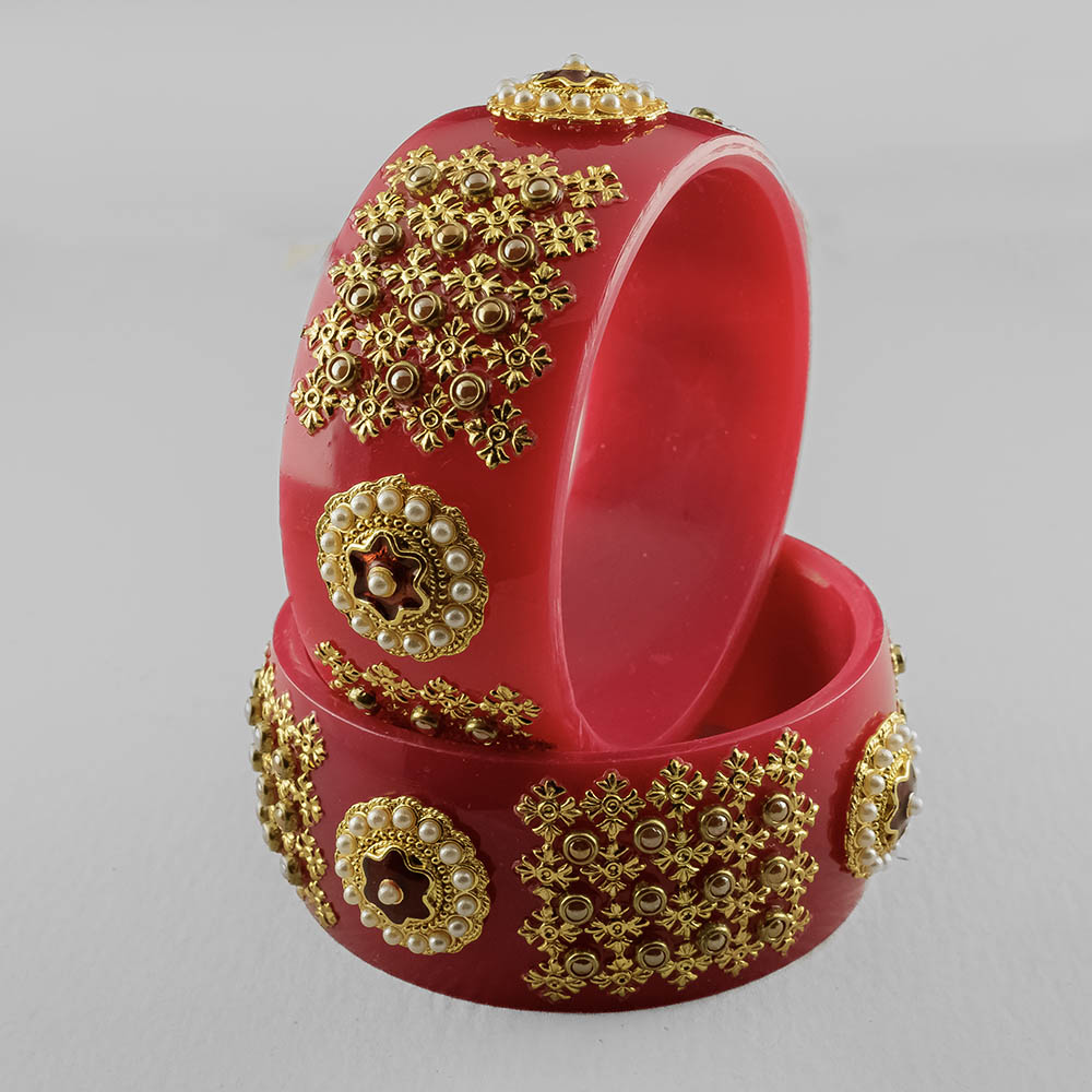 SOB Set of 2 Designer  Acrylic Bangles with Studded Kundan