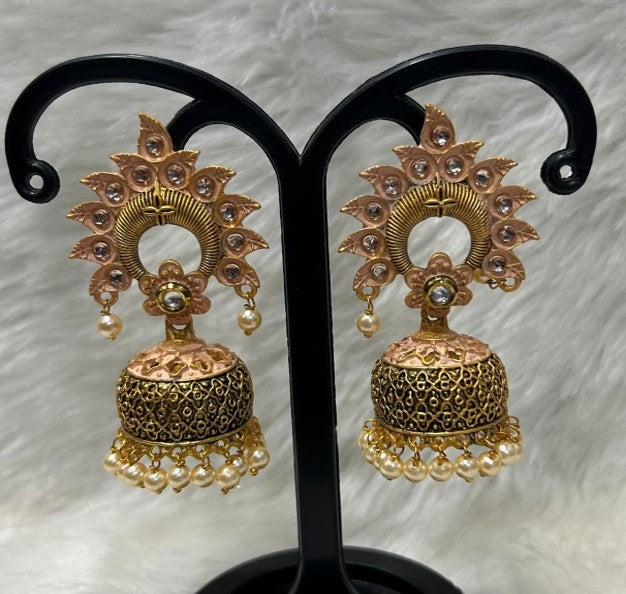 Infinity Jewels Gold Plated Jhumki Earrings