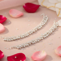 Urthn Classic Oxidised Silver Ghungroo Kaan Chain\ Earchain \ Kan Chain (Pack Of 6)