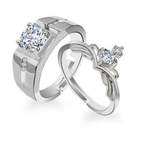 Urbana Rhodium Plated Couple Ring With Crystal Stone