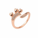 Urthn Rose Gold Plated American Diamond and Brass Adjustable Ring(Pack of 6)
