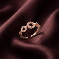 Urthn Rose Gold Plated American Diamond and Brass Adjustable Ring