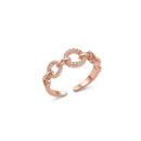 Urthn Rose Gold Plated American Diamond and Brass Adjustable Ring(Pack of 6)