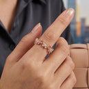 Urthn Rose Gold Plated American Diamond and Brass Adjustable Ring(Pack of 6)