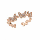 Urthn Rose Gold Plated American Diamond and Brass Adjustable Ring(Pack of 6)