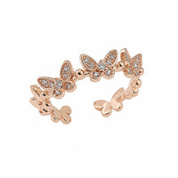 Urthn Rose Gold Plated American Diamond and Brass Adjustable Ring(Pack of 6)