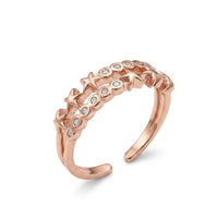 Urthn Rose Gold Plated American Diamond and Brass Adjustable Ring(Pack of 6)