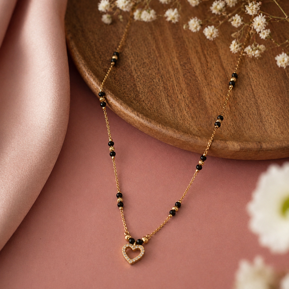 Urthn Heart Shape Charms Trendy Mangalsutra For Women (Pack of 3)
