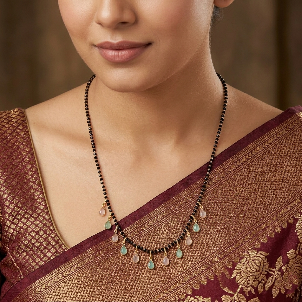 Urthn Teardrop Charms Trendy Mangalsutra For Women (Pack of 3)