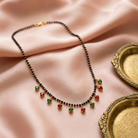 Urthn Red And Green Heart Shape Charms Trendy Mangalsutra For Women (Pack of 3)