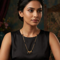 Urthn  Classic Gold-Plated Mangalsutra with Sparkling Crystal Charms (Set of 3)