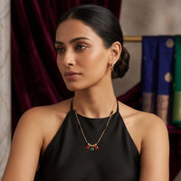 Urthn  Classic Gold-Plated Mangalsutra with Sparkling Crystal Charms (Set of 3)
