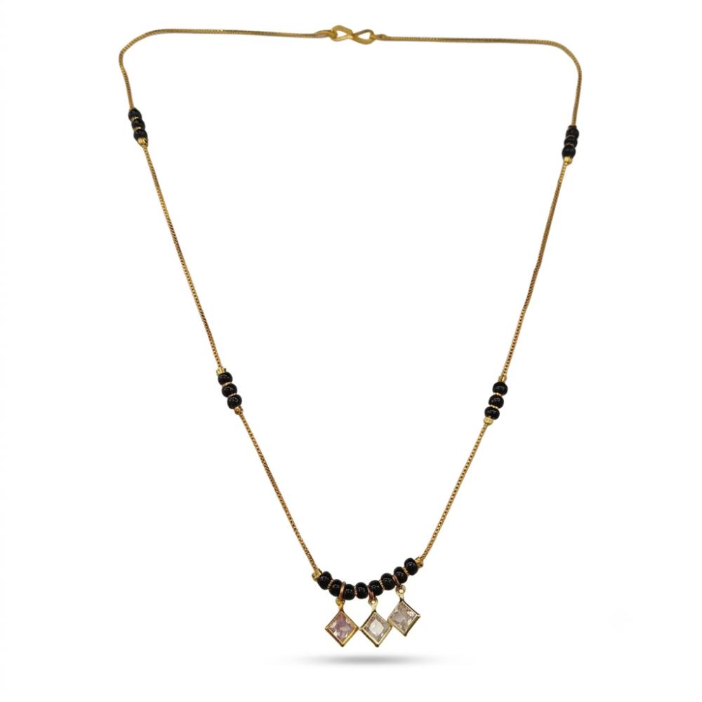 Urthn  Classic Gold-Plated Mangalsutra with Sparkling Crystal Charms (Set of 3)