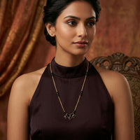 Urthn  Classic Gold-Plated Mangalsutra with Sparkling Crystal Charms (Set of 3)