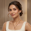 Urthn  Classic Gold-Plated Mangalsutra with Sparkling Crystal Charms (Set of 3)