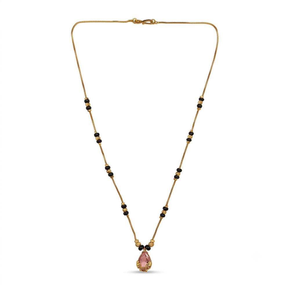 Urthn  Classic Gold-Plated Mangalsutra with Sparkling Crystal Charms (Set of 3)