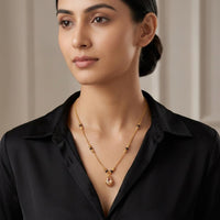 Urthn  Classic Gold-Plated Mangalsutra with Sparkling Crystal Charms (Set of 3)