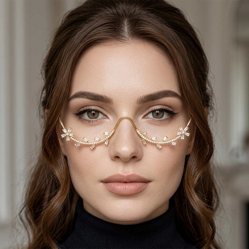 Urthn Crytsal Stone Luxury Inspired Facelets Jewellery Bridal Face Frame  (Pack Of 3)