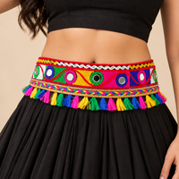 Urthn Traditional Navratri Mirror Work & Colorful Tassel Embellished Assorted Design Kamarband Waist Belt for Women(Pack Of 3)