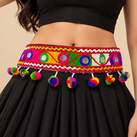 Urthn Traditional Navratri Mirror Work & Colorful Tassel Embellished Assorted Design Kamarband Waist Belt for Women(Pack Of 3)