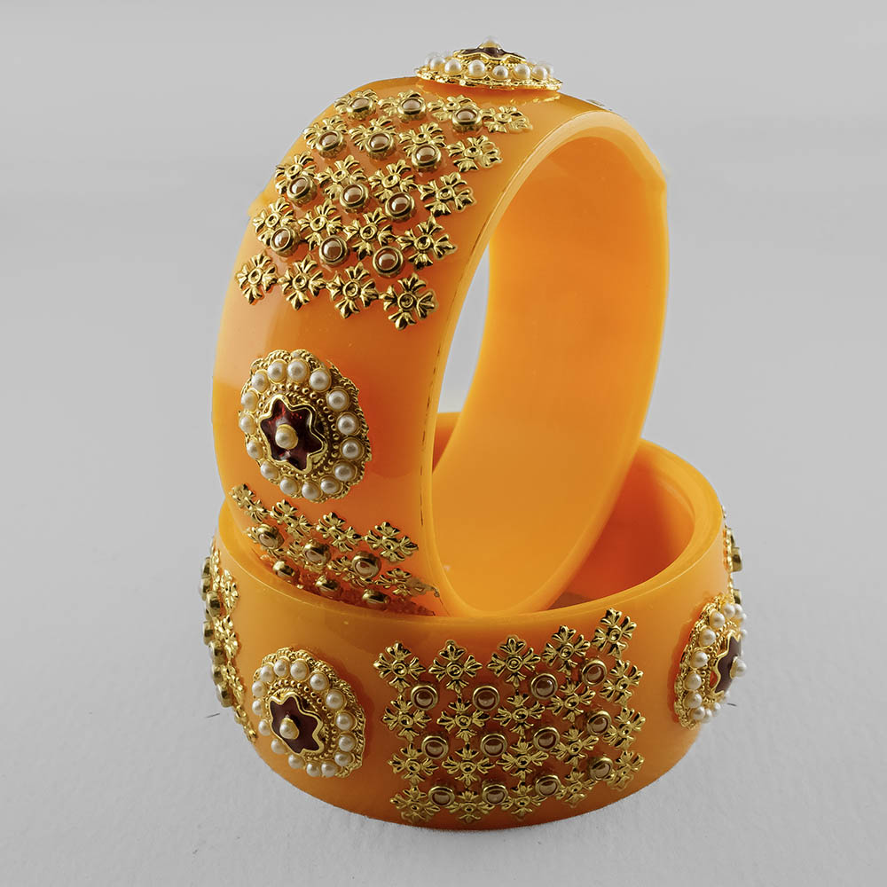 SOB Set of 2 Designer  Acrylic Bangles with Studded Kundan